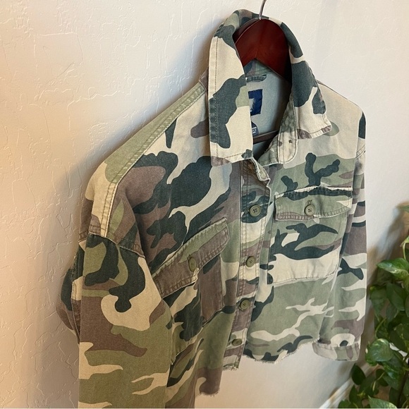 One of a kind Handmade camo print cropped jacket with released hem, Cotton,M - Picture 5 of 15
